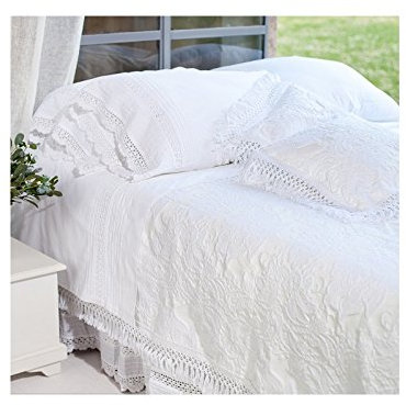 Wohndecke Tagesdecke Bettüberwurf 'Ana' 180 x 260 cm weiß Mediterran Landhaus Shabby Vintage Retro Antik Nostalgie …