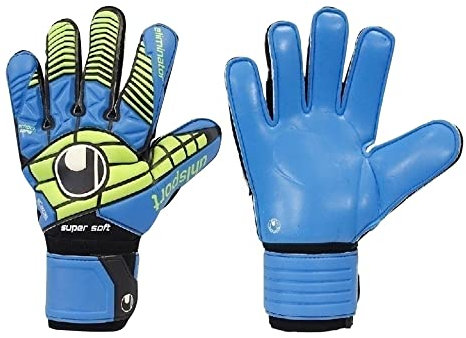 Uhlsport Handschuhe Eliminator Supersoft Torwarthandschuhe, Schwarz/Blau/Power Grün, 8.0