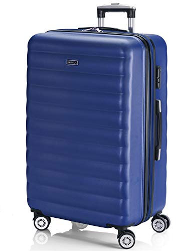 ITACA - Valise Grande Taille 23Kg Rigide Spacieuse XL pour Soute Avion Ultra Résistante Valise Extensible avec Cadenas À Combinaison Idéale pour Voyages Longs Et Moyens Séjours, Bleu