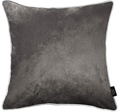 McAlister Textiles Glänzender Samt | Sofakissen mit Füllung in Anthrazit | 50 x 50 cm | in 11 Farben und 5 Größen | gedrückter Samt edel paspeliert | prall gefülltes Samtkissen