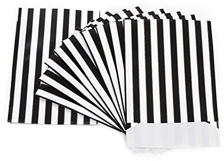 Logbuch-Verlag 50 schwarz weiße Papiertüten Papierbeutel zum Befüllen 13 x 18 cm Geschenkbeutel gestreift für Hochzeit Geburtstag Weihnachten