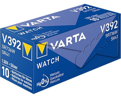 VARTA Batterien V392/SR41 Knopfzelle, 1 Stück, Silver Coin, 1,55V, für elektronische Kleingeräte - Uhren, Autoschlüssel, Fernbedienungen, Waagen