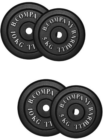 Bad Company Hantelscheiben aus Gusseisen I Gewichtsscheiben 30/31 mm I 30 kg (2 x 5 kg, 2 x 10 kg)