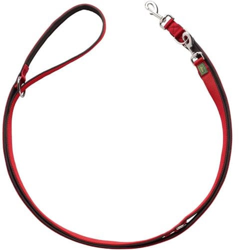 HUNTER Verstellbare Führleine NEOPREN, Farbe: rot/schwarz, strapazierfähiges Nylon, 3-fache Verstellmöglichkeit, weiche Neoprenpolsterung, ideal für Alltag und Training, Größe: 20/200