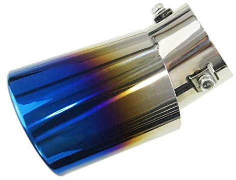 KATSU Universal Exhaust Pipe Chrome Blue Stainless Steel Car Curved Exhaust Pipe Rear Muffler Tip Tail Throat Pipe 99020532