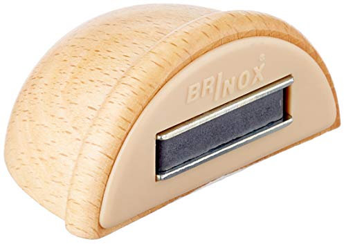 Brinox Tope de Puerta con Imán, Adhesivo, Fabricado en España, Madera Haya, Incluye Placa de Acero Inoxidable, Protección de Paredes y Muebles, 1 Unidad