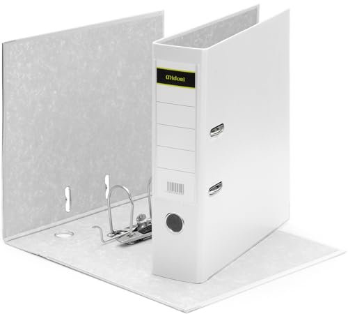 MIDORI Ordner PP-Color aus Kunststoff | 7er Pack Aktenordner 8 cm breit im DIN A4 Format in Breit AO Weiß | Breiter Briefordner Ringordner mit austauschbarem Rückenschild