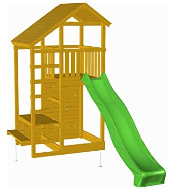 MASGAMES | Parque Infantil TEIDE XL | Altura Plataforma 150 cm | Rampa de tobogán con Conector a Manguera | Pared de Escalada | Anclajes incluidos | Homologado para Uso doméstico |