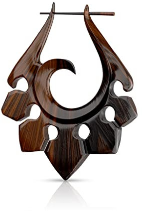 Bungsa Ornament Creolen Ohrhänger aus Sono-Holz Unisex