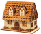 hellum LED Holzhaus, Holzfachwerkhaus, Holz, natur, Weihnachtsdeko, Tischdeko, 4 warm-weiße LED, 14x12x10cm,