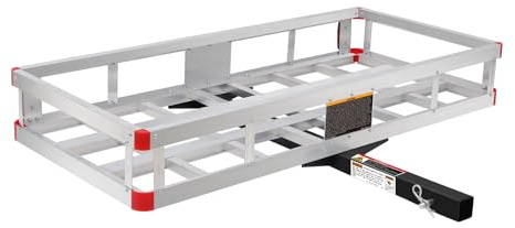 MaxxHaul 70108 Aluminum Cargo Carrier With High Side Rails- Trailer Hitch Mount For RV's, Trucks, SUV's, Vans, Cars With 2 Hitch Receiver - 500-lb Load Capacity, Grey, 49 x 22.5