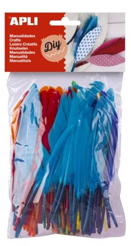 Apli 946033 - Feder zum Basteln, Farbe Sortiment - Pack 100 Stück
