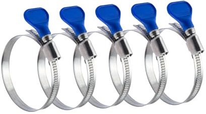 POWERTEC 70127 2-1/2 Zoll Schlüssel Schlauchschelle Rändelschraube Schlüssel Verstellbare Edelstahl-Schlauchschellen für Staubsammlung, Staubsammler und Trocknerentlüftungsschlauch, Rohrschelle
