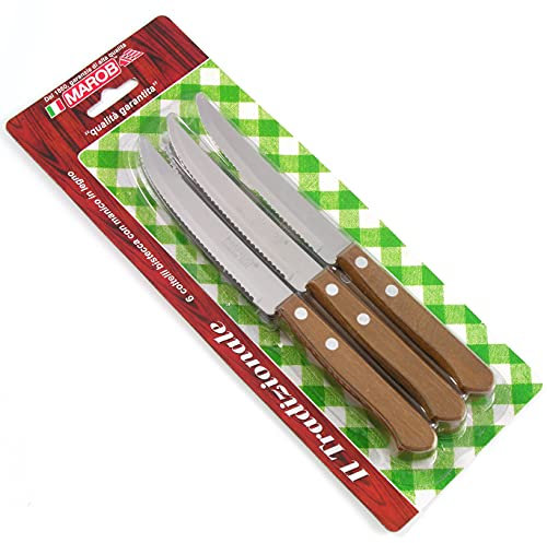 Marietti Coltelleria MRT240914 Confezione 6 Coltelli, Legno, Acciaio Inossidabile