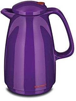 ROTPUNKT Isolierkanne 225 Bella 0,5 l | Zweifunktions-Drehverschluss | BPA-frei - gesundes Trinken | Made in Germany | Warm + Kalthaltung | Glaseinsatz | Purple Peacock