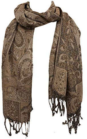 Braun Paisley glänzenden Design Pashmina. Damen weichen, übergroßen London Mode Schal/Wrap (Brown paisley shiny design pashmina ladies soft oversized london fashion scarf wrap)