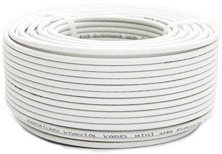 PremiumX Cable satelital Mini coaxial de 50m en blanco - Extra Delgado con un diámetro de 4 mm - Doble blindaje para satélite | Cable | DVB-T - Compatible con Ultra HD 4K y 3D