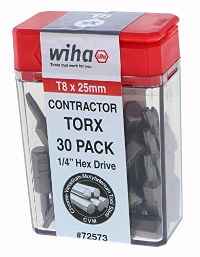Wiha 72573 Torx Bits, T8, 30-Pack
