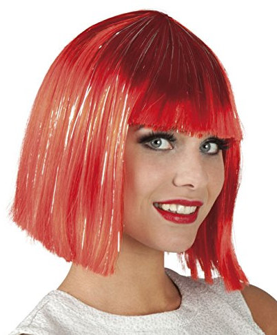 Boland 86166 Erwachsenenperücke Gigi Glamour mit Lametta, rot, One Size