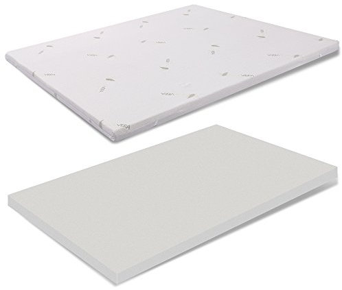 TOPPER CORRETTORE IN MEMORYFOAM PER MATERASSO MISURA FRANCESE 140X190 ALTEZZA 8 CM SFODERABILE ALOE VERA