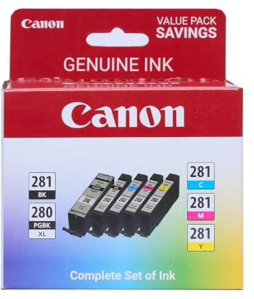 Canon PGI-280/CLI-281 Genuine Combo Pack, Compatible with TR8520, TS9120,TS8120, TS6120, TS9521C/a, TS9520/a, TS8220, TS6220, TS8320, TS6320, TS702/a, and TR8620/a Series Printers