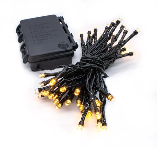 Spetebo Außen Lichterkette warm weiß mit Timer und 8 Funktionen - 48 LED / 3,5 m - Weihnachts Lichterkette mit Speicher - Garten Weihnachten Advent Winter Deko Beleuchtung Batterie betrieben