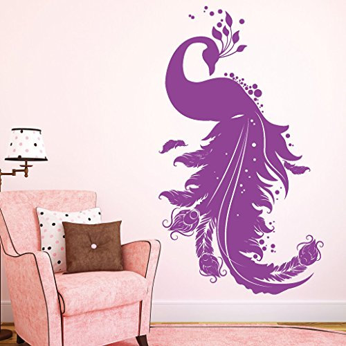 Wandtattoo Loft Wunderschöner Pfau / Wandtattoo/Wandaufkleber / 54 Farben / 3 Größen/transparent / 55 cm breit x 96 cm hoch