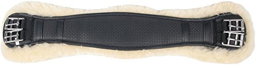 Reitsport Amesbichler Lammfellsattelgurt Kurzgurt mit Merinofutter (Lammfell) schwarz Sattelgurt Dressurgurt mit echtem Lammfell, Länge: 65 cm