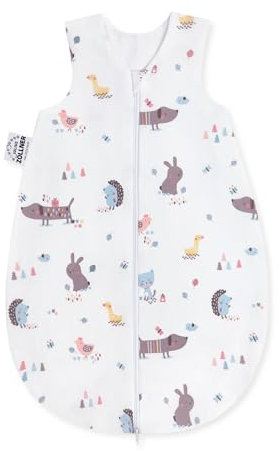 Julius Zöllner Baby Sommerschlafsack aus 100Prozent Jersey Baumwolle, Größe 56, Standard 100 by OEKO-TEX, Crazy Animals