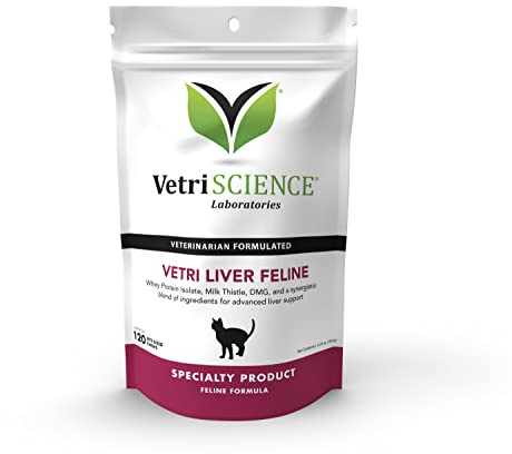 VetriScience Liver Health Chews for Cats – Daily Liver Support & Detox Supplement with Milk Thistle, Turmeric, Artichoke Leaf & Antioxidants, for Cleansing & Support, Chicken Flavor, 120 Cnt