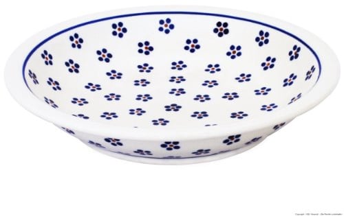 Polmedia Polish Pottery Original Bunzlauer tiefer Suppenteller Ø22.5 cm, H=4.5cm Rustikal mit Dekor 1