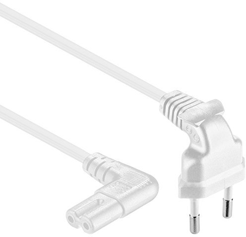 XTC Cordon d’alimentation bipolaire Standard EU vers C7 coudé à 90° pour téléviseur à écran plat, écran d’ordinateur, radio