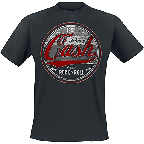 Johnny Cash Original Rock n Roll Red/Grey Männer T-Shirt schwarz