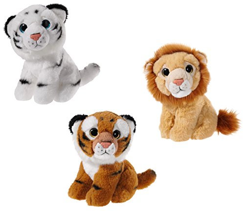 Heunec 519909 Plüschtier, Set, Löwe, Tiger, Pandabär, braun/schwarz/weiß