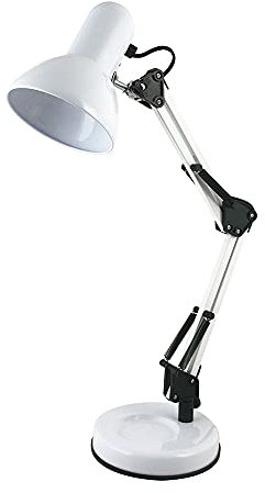 Homelife for easy living 35W Swing Poise Hobby Desk Lamp - Tilt / Swivel Head - 35cm Swing Arm - Max. Height 52cm - Weighted Base with Desk Tidy - Inline Switch - L945WH - White