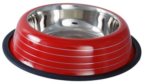 Buckingham Striped Dog Bowl Red (32oz)