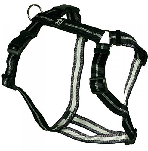 Feltmann Hundegeschirr - Soft-Nylonband, schwarz Streifen, Bauchumfang 55-75 cm, 20 mm Bandbreite