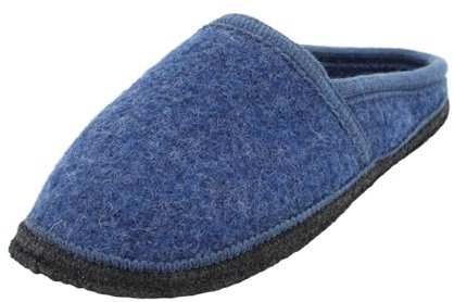 kitz-pichler Filz-Hausschuh Villach aus 100% Schurwolle - nachhaltig produzierte Woll-Pantoffel Jeansblau/nachtblau, 37
