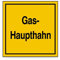 Betriebsausstattung24 Hinweisschild für Gasanlagen - Gas- Haupthahn - 20,0 x 20,0 cm - Aluminium, geprägt