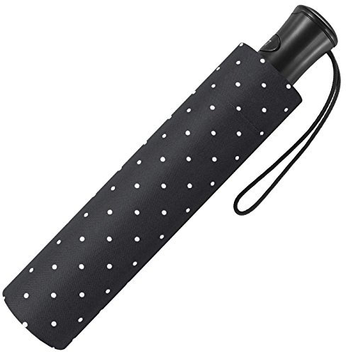 Mini-Taschenschirm Damen Flash Auf-Automatik - Dots (schwarz)