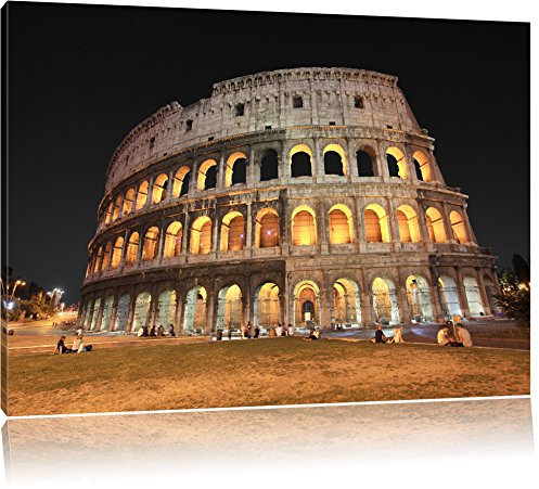 Pixxprint Colosseum in Rom Italien B&W, Größe: 80x60cm, Leinwandbild, fertig gespannt, Wandbild, Dekoration, Kunstdruck, kein Poster