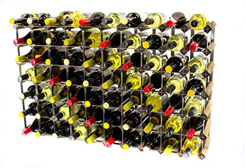 Classic 70 Bottle Walnut Stained Wood and galvanised Metal Wine Rack | Ready Assembled
