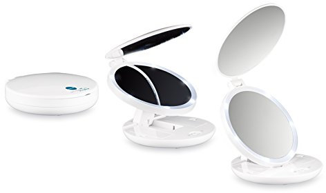 MACOM Sensation 218 Pocket Mirror. Mini Doppio Specchio Cosmetico e Luminoso da Viaggio, Ingrandente 7x, Diametro 11, 5 cm