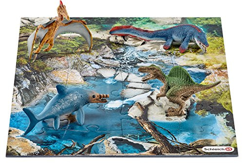 SCHLEICH 42330.0 - Spielzeugfigur - Mini Dinos mit Puzzle Wasserstelle