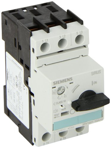 Siemens 3RV1021-1GA10 Circuit-Breaker Size S0, for Motor Protection, Class 10, A-REL.4.5A...6.3A, N-REL.82A, Screw Terminal, Standard Switching Capacity, White