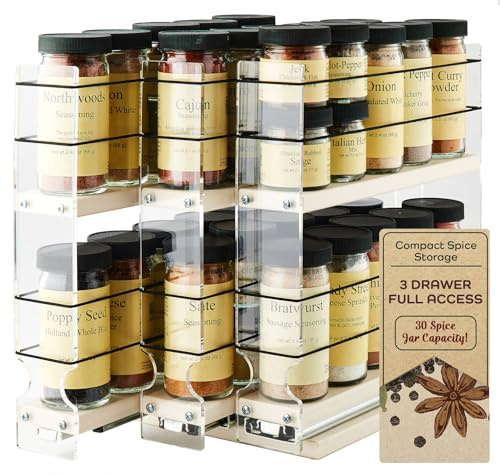 Vertical Spice - 222x2x11 DC - Spice Rack - Cabinet Mounted- 3 Drawers - 36 Capacity - New and Unique by Vertical Spice