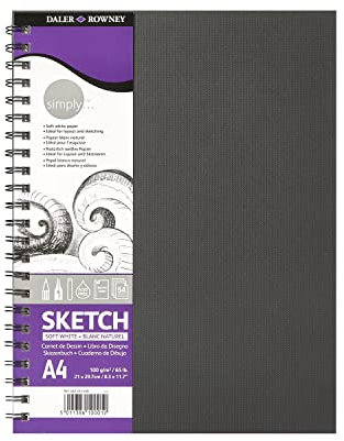 Daler Rowney Simply Cuaderno Dibujo Espiral Papel Blanco Natural Microperforado A4 100G/M²