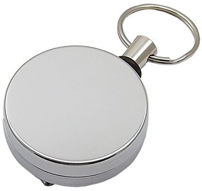 myledershop Praktischer Rollmatik/Schlüsselkette aus Metall in Silber - Extra Reißfeste Schnur
