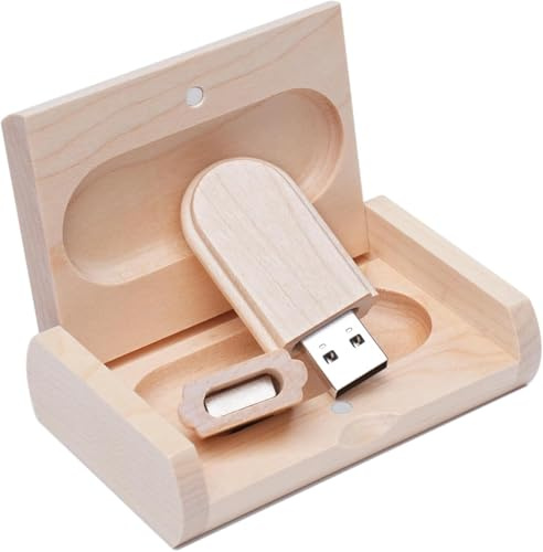 Yaxiny Memoria 2.0 USB 2GB Pendrive Hoja de Madera Divertido Pen Drive 2GB con Caja de Regalo de Madera Práctico Unidad Flash USB Almacenamiento para Regalo de Cumpleaños Llave USB