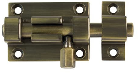 Amig - Pasador de Sobreponer para Puertas Mod.700-40 x 37 mm - Pestillo de Seguridad para Cierre Horizontal o Vertical - De Latón con Acabado Cuero - Incluye Tirafondos